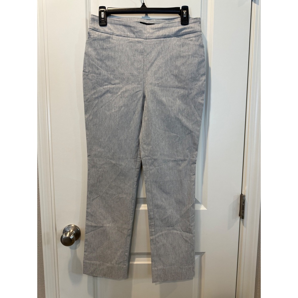 Hilary Radley Womens Gray Pull On Dress Pants Stretch Slim Straight Small D5100